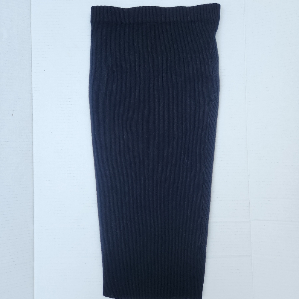 Black Ribbed Knit Pencil Midi Skirt Size S Staple